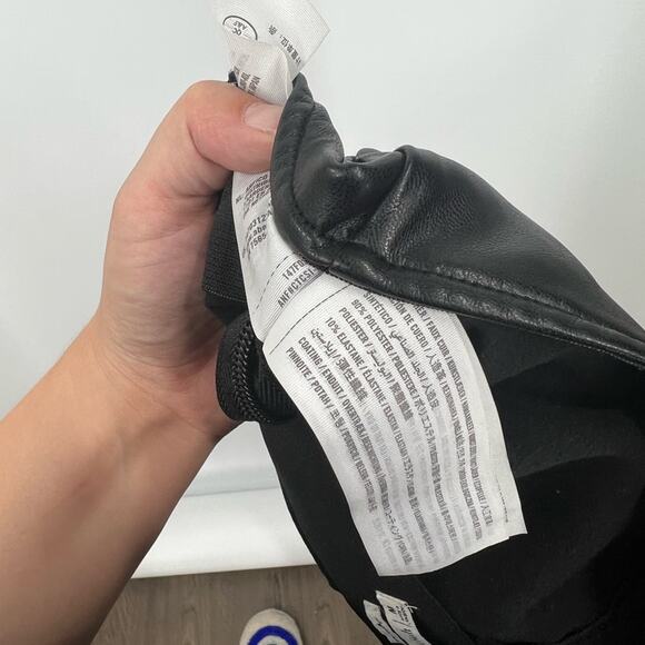 Abercrombie & Fitch Vegan Leather Black Flared High Waisted Pants Slits - Picture 6 of 6